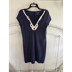 Lilly Pulitzer M Brewster Embroidered Dress cotton Navy Blue nautical preppy
